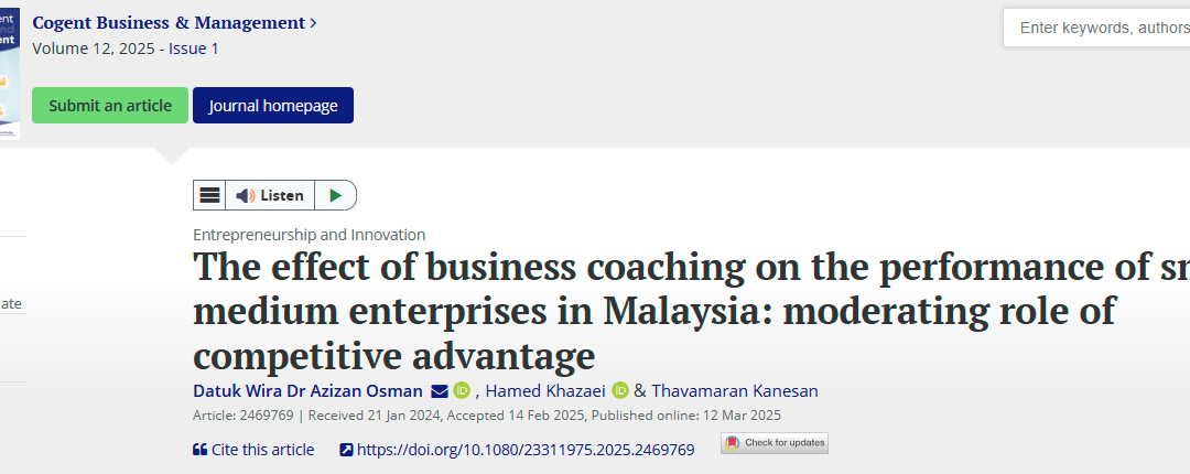 The effect of business coaching on the performance of small medium enterprises in Malaysia: moderating role of competitive advantage